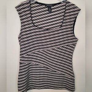 WHBM Top Black & White Striped Sleeveless Mod, retro style! Summer